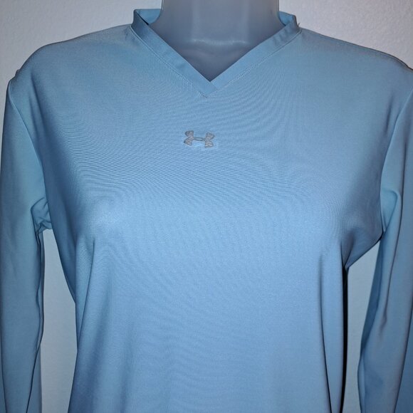 UnderArmour Baby Blue Blue Fitted Compression VNeck Long Sleeve Athletic Shirt - Picture 6 of 7